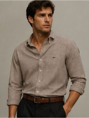 Lacoste Brown Check Button-Down Shirt